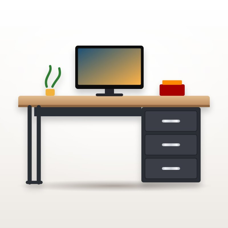 Bureau de travail 140 cm avec caisson